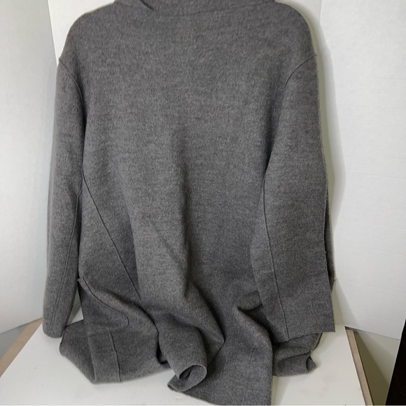 Eileen Fisher Wool Gray Clasp Front Wide Flap Cardigan - Picture 7 of 7